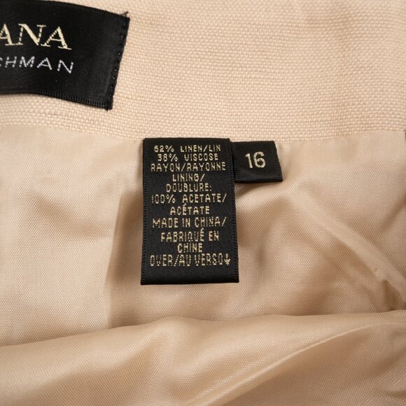 NEW DANA BUCHMAN tan cream flax linen blend pants size 16 - Picture 7 of 10